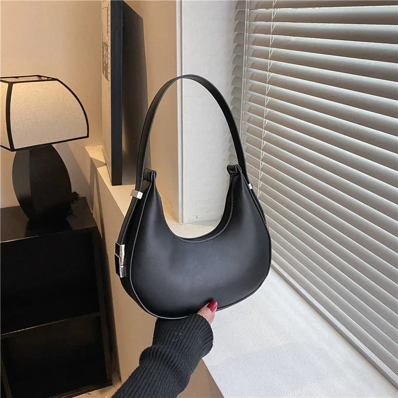 Fashion Luxury Design PU Leather Hobo Shoulder Bag Women Small Clutch Handbag Purse Female Underarm  Bag Travel Totes