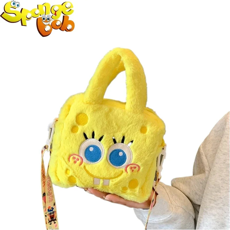 SpongeBob Shoulder Bag for Women Comfortable Plush Handbag Cartoon Yellow Sponges Crossbody Bags Cute Girls Bag