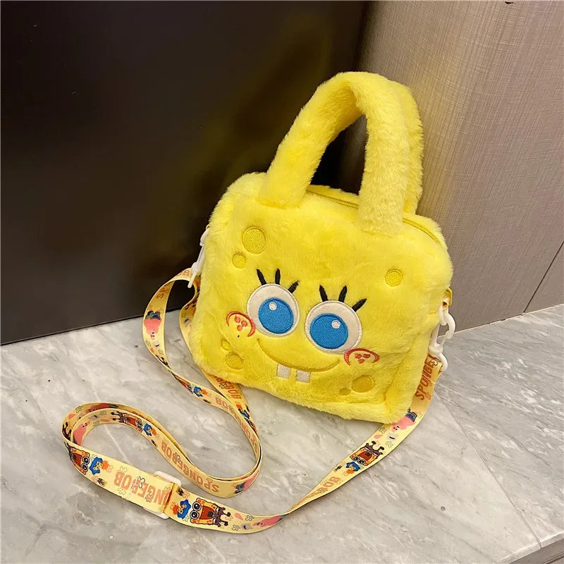 SpongeBob Shoulder Bag for Women Comfortable Plush Handbag Cartoon Yellow Sponges Crossbody Bags Cute Girls Bag