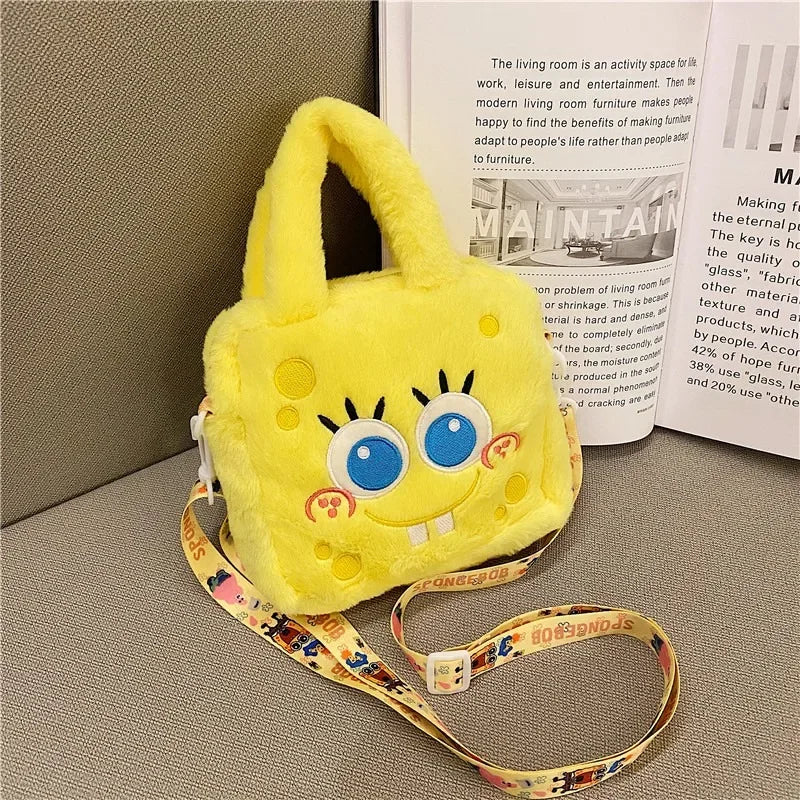 SpongeBob Shoulder Bag for Women Comfortable Plush Handbag Cartoon Yellow Sponges Crossbody Bags Cute Girls Bag